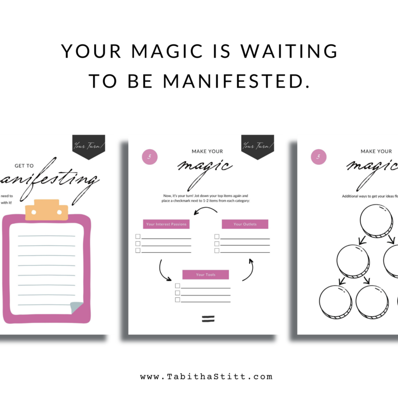 Represents an iPad for a magical guide about manifesting your soul's purpose with three different versions