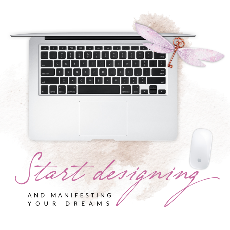 Represents a laptop with a dragonfly for a magical guide about manifesting your soul's purpose