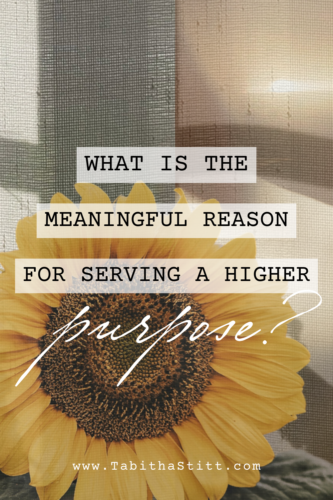 What is the meaningful reason of serving a higher purpose? by Tabitha Stitt in The Self-Help Psychic Podcast showing a sunflower for love and support on our journey
