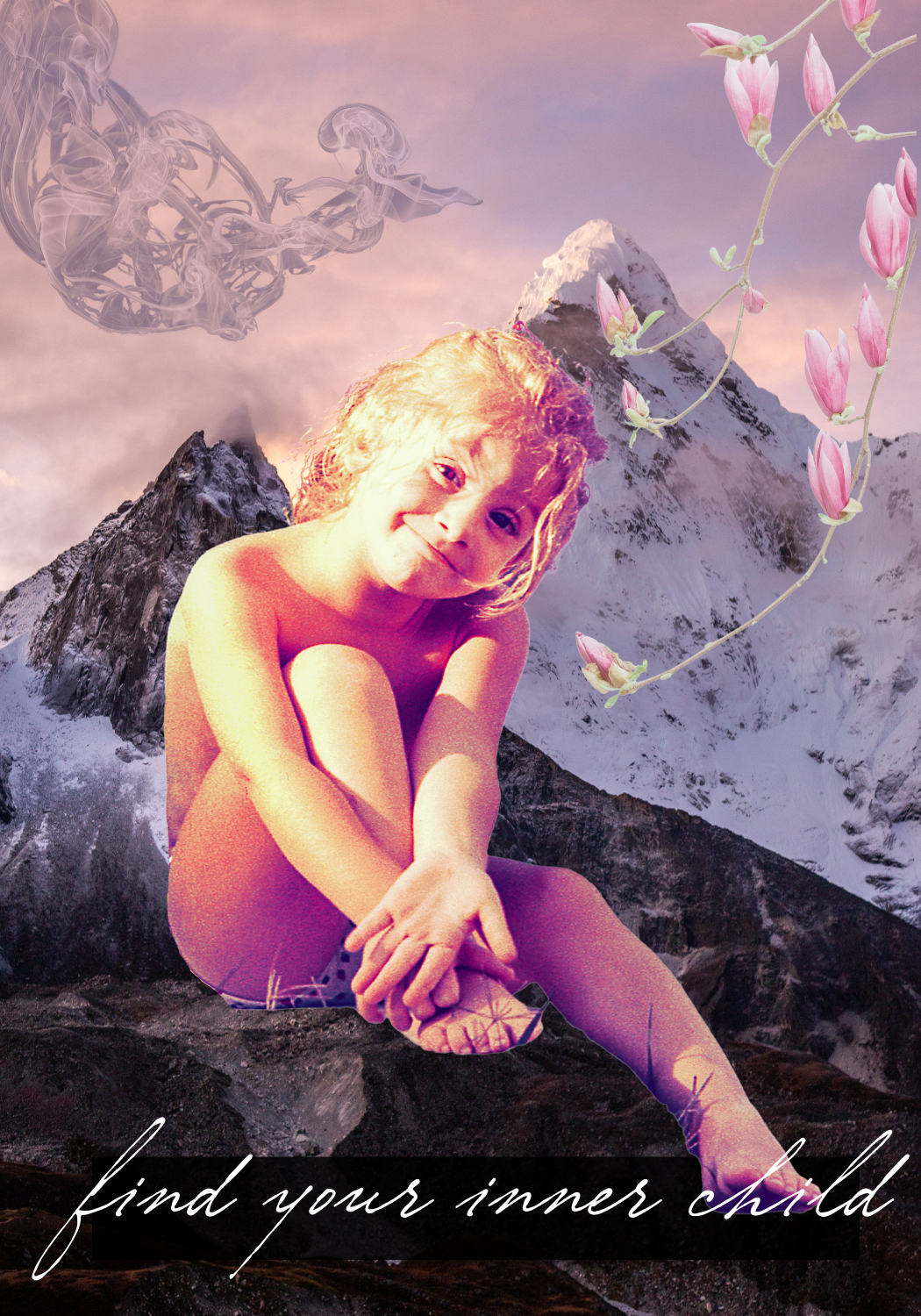 Find your inner child within the circle for your soul's purpose of a young girl on top of a mountain