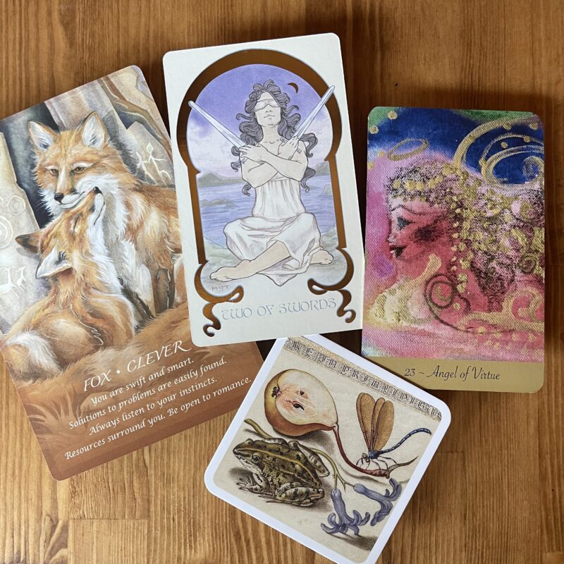 FOX curated oracle card spread with an angel for inspiration and eternal guidance